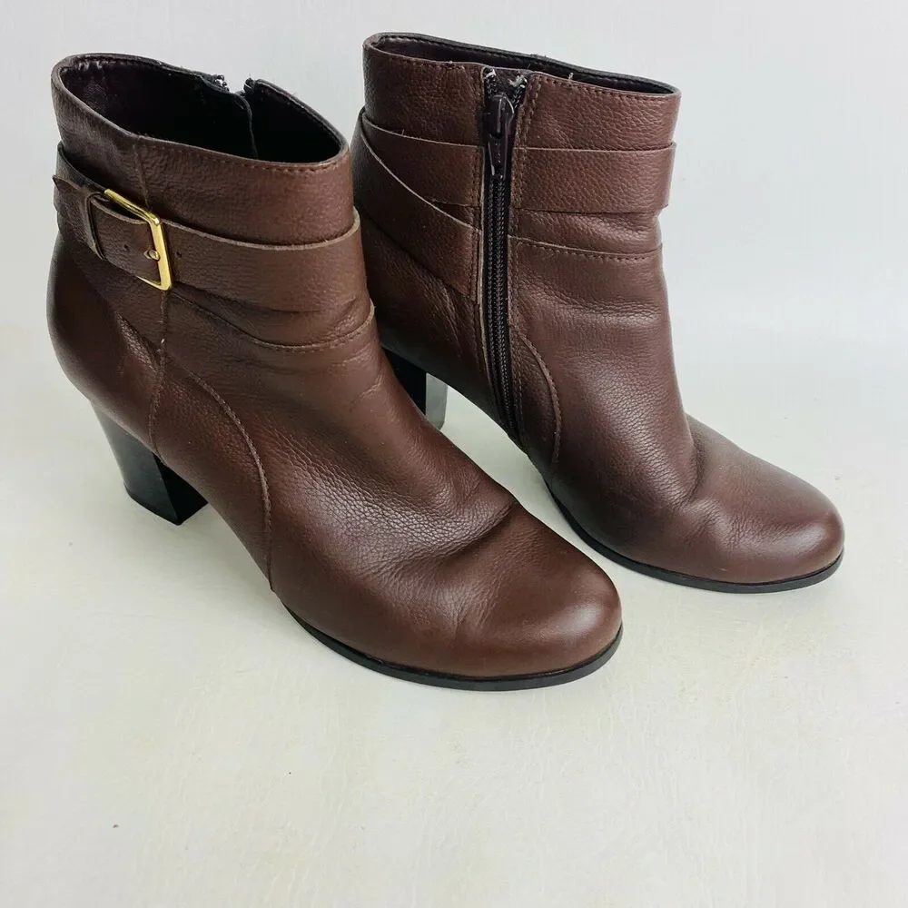 Cole Haan Ankle Boots Rhinecliff Grand Leather Bootie Brown‎ Side Zip Sz 7B